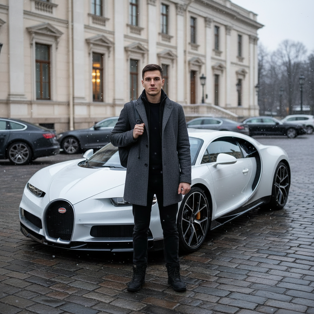 Фото после обработки нейросетью - стиль с машиной