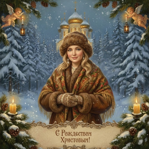 Рождественская советская открытка
