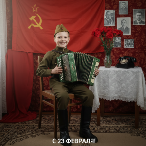 Эффект Мальчик с аккордеоном в стиле 23 февраля
