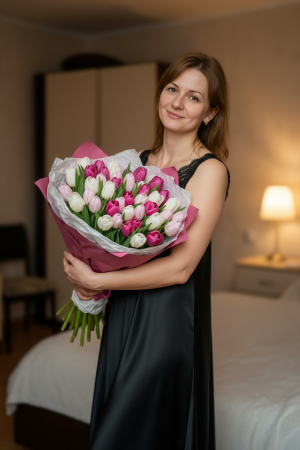 Эффект С тюльпанами в спальне в стиле 🌷 С тюльпанами