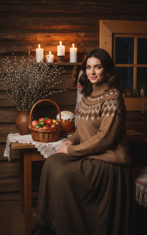 Эффект В избе при свечах в стиле Пасха