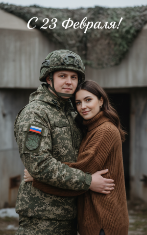 Эффект Пара в камуфляже в стиле 23 февраля