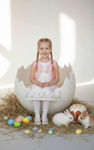 Эффект Ребенок в яичной скорлупе в стиле Пасха