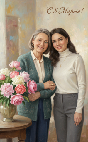 Эффект С мамой в стиле Открытка к 8 Марта