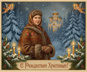 Эффект Советская рождественская открытка #32 в стиле Рождественская советская открытка