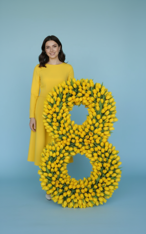 Эффект Студийное с тюльпанами в стиле 8 Марта