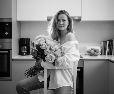 Стиль Ч/Б 👩‍🦰 - Черно-белый романтический портрет