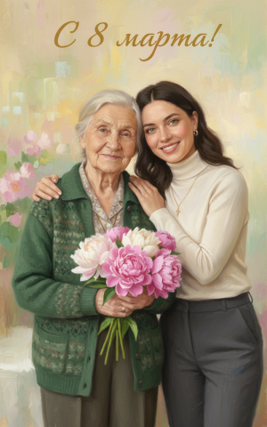 Эффект Бабушка с внучкой в стиле Открытка к 8 Марта