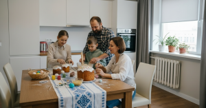 Эффект Семейная подготовка к Пасхе в стиле Пасха