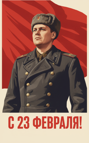 Эффект Советская открытка в стиле 23 февраля
