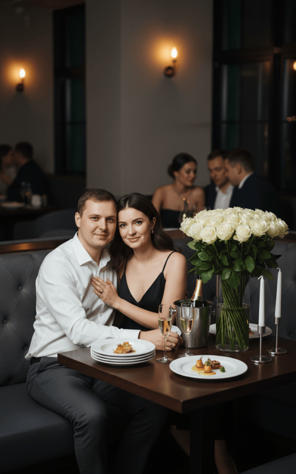 Результат обработки фото нейросетью — Ужин 👨‍🦱👩‍🦰